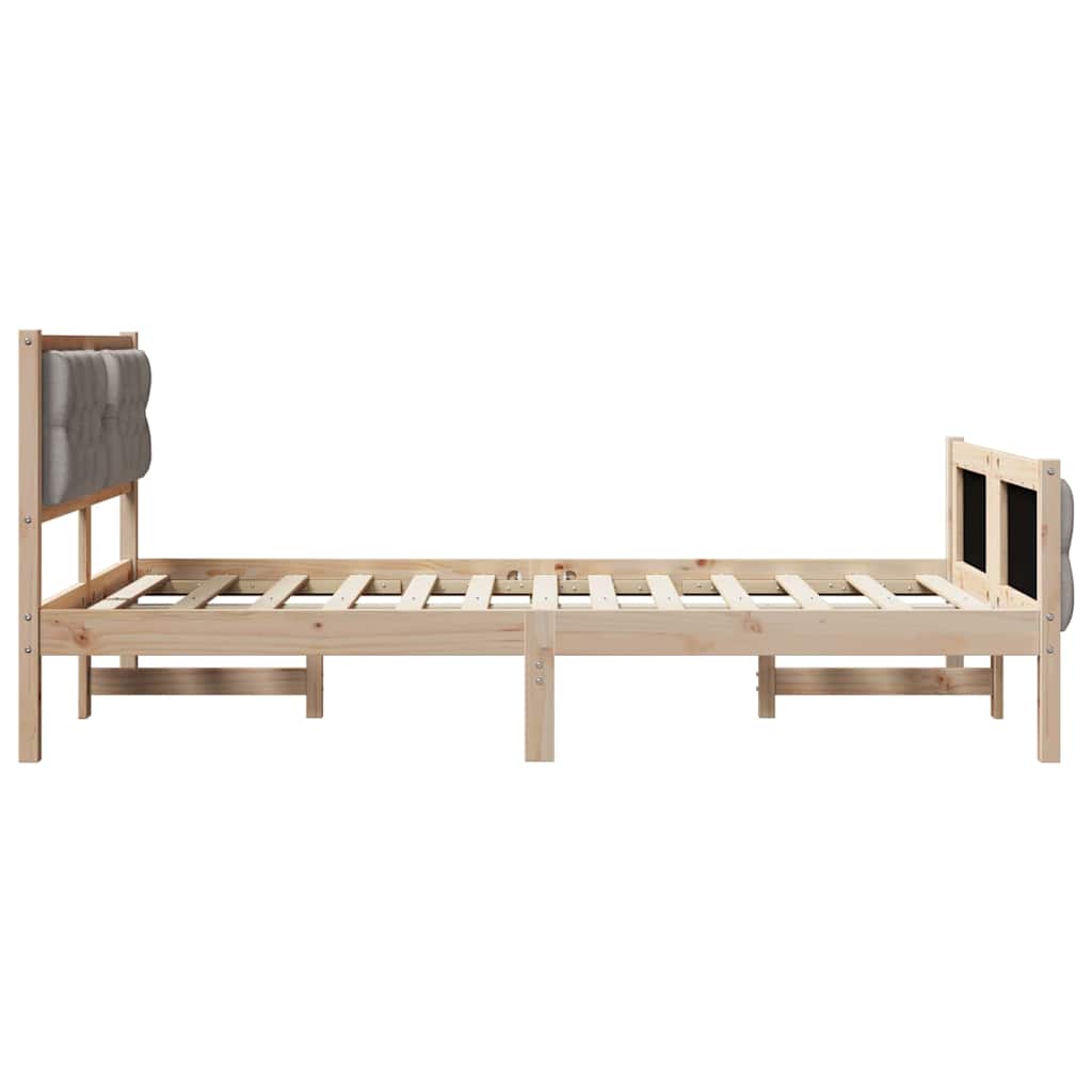 Bed Frame with Headboard Taupe 120 x 190 cm Solid Pine Wood
