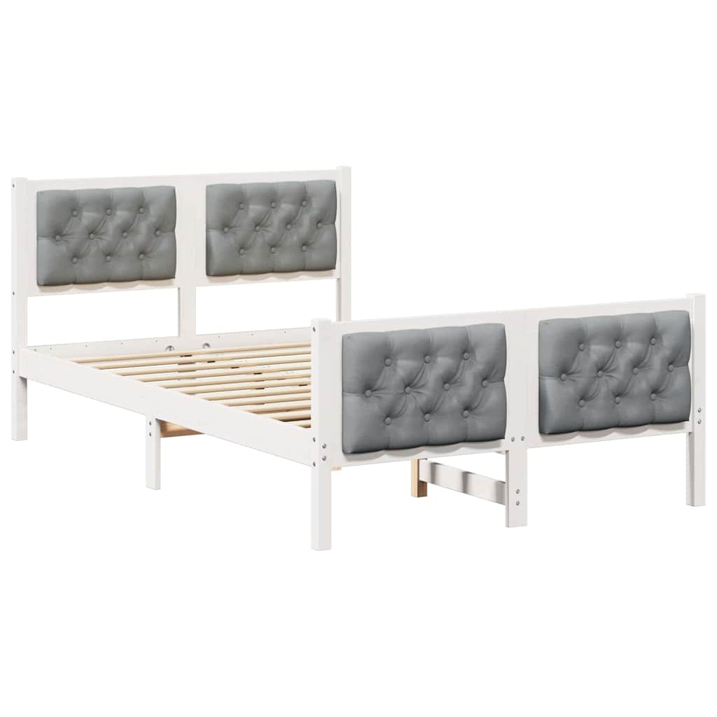 Bed Frame Light Grey 120 x 190 cm Solid Pine Wood
