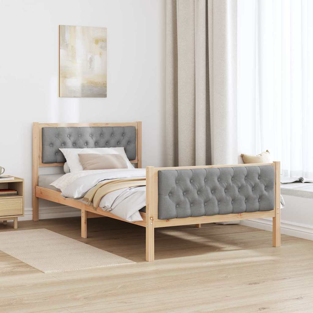 Bed Frame Light Grey 100 x 200 cm Solid Pine Wood