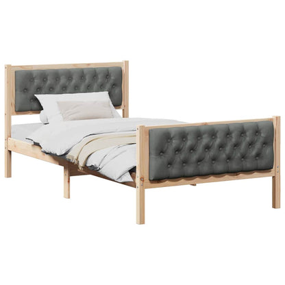 Bed Frame with Headboard Dark Grey 100 x 200 cm Solid Pine Wood