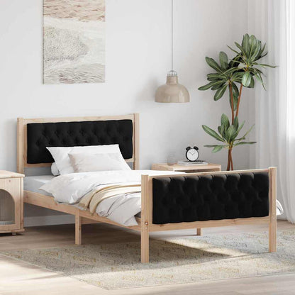 Bed Frame with Headboard Black 100 x 200 cm Solid Pine Wood