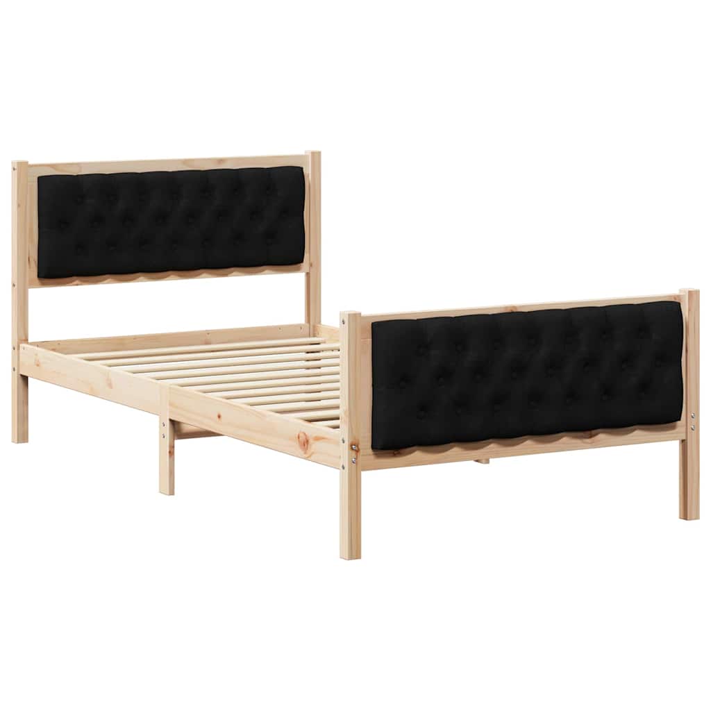 Bed Frame with Headboard Black 100 x 200 cm Solid Pine Wood