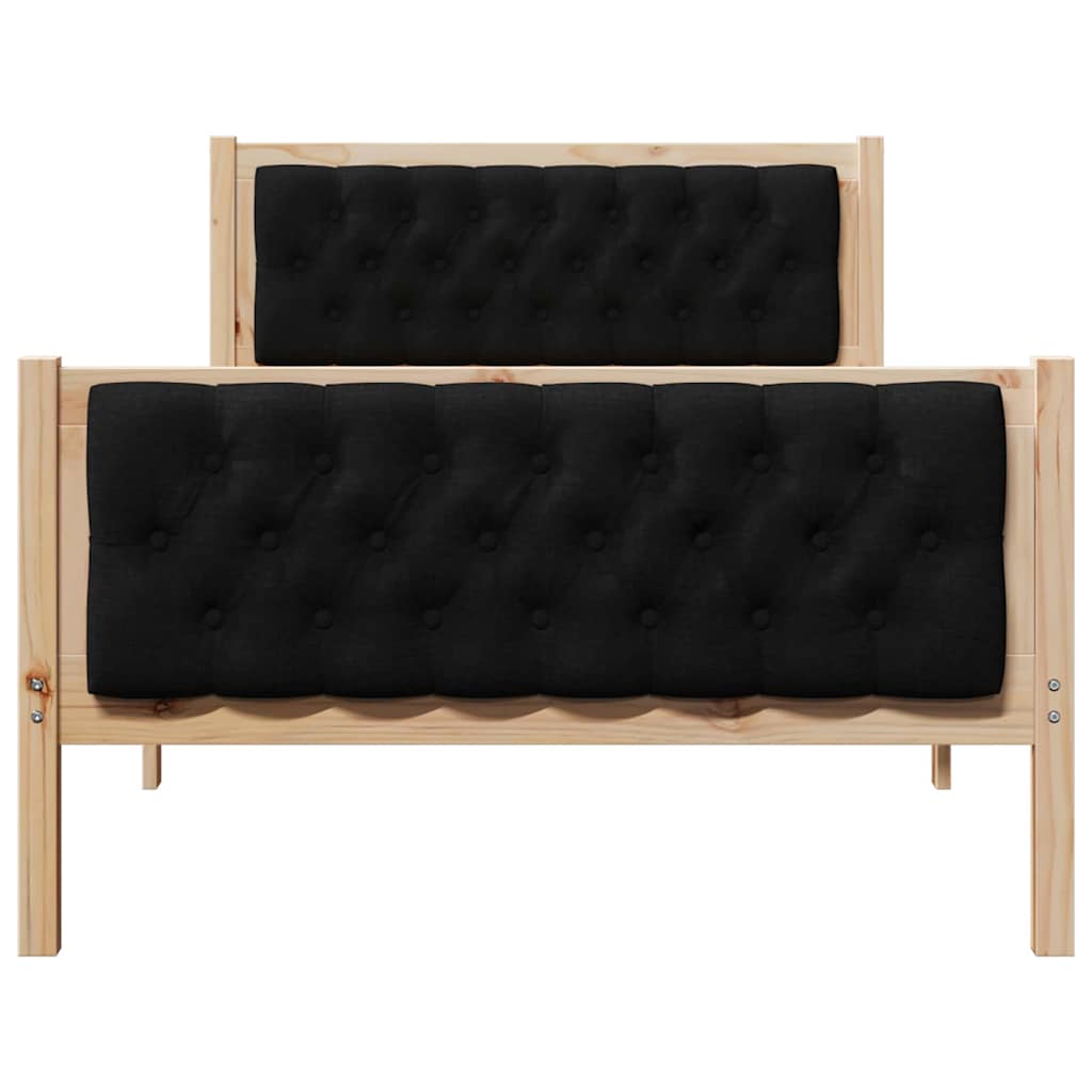 Bed Frame with Headboard Black 100 x 200 cm Solid Pine Wood