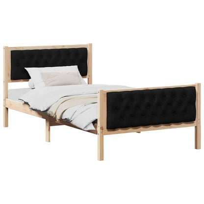 Bed Frame with Headboard Black 100 x 200 cm Solid Pine Wood