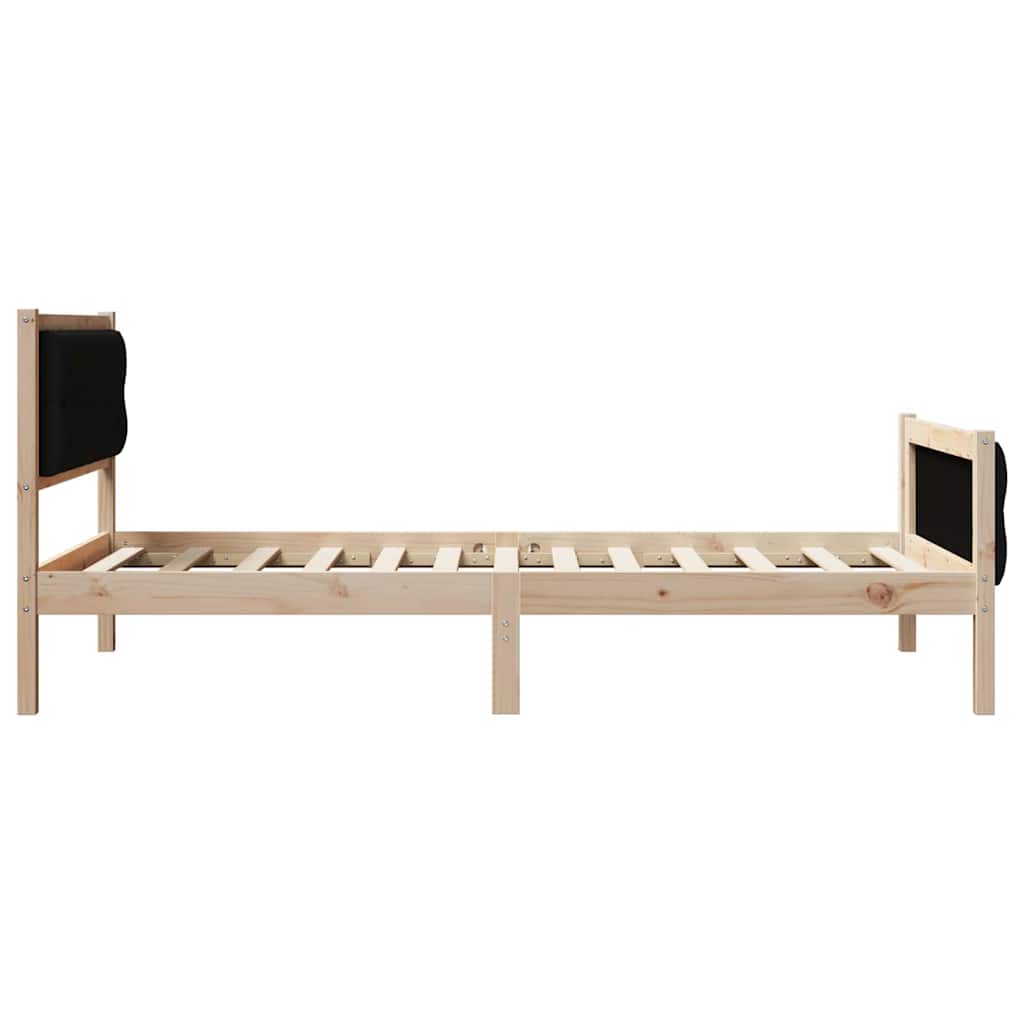 Bed Frame with Headboard Black 100 x 200 cm Solid Pine Wood