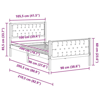 Bed Frame with Headboard Black 100 x 200 cm Solid Pine Wood