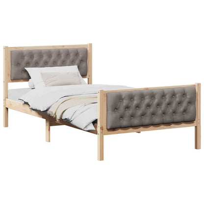 Bed Frame with Headboard Taupe 100 x 200 cm Solid Pine Wood
