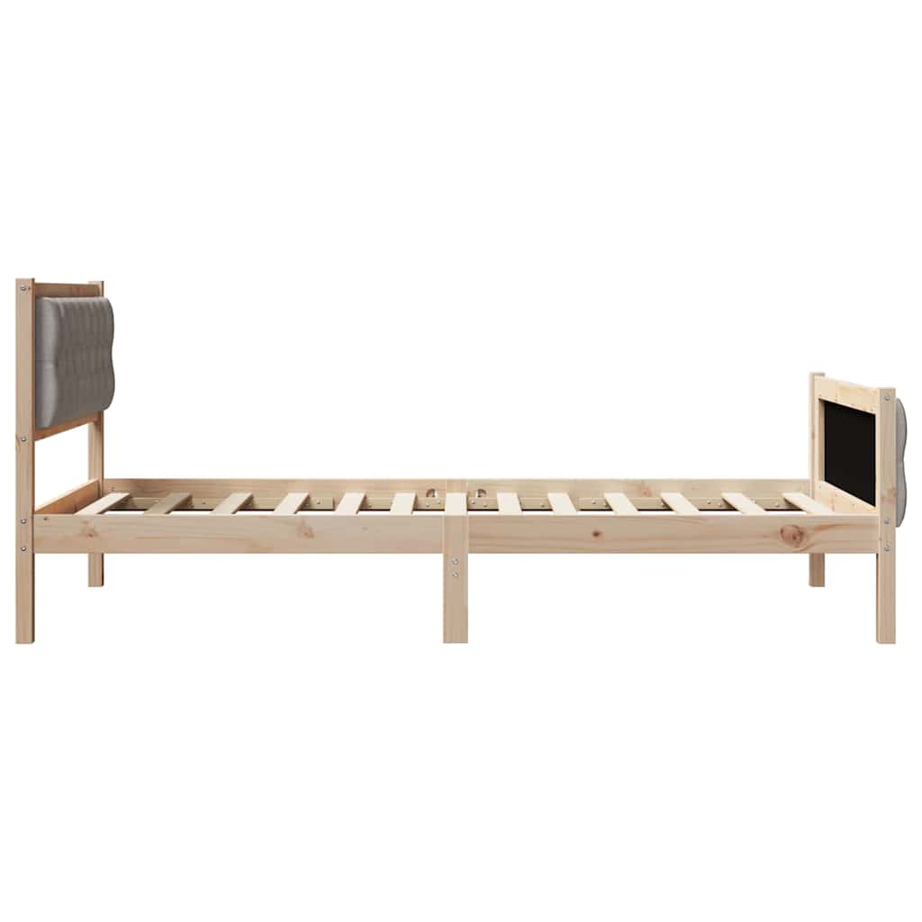 Bed Frame with Headboard Taupe 100 x 200 cm Solid Pine Wood