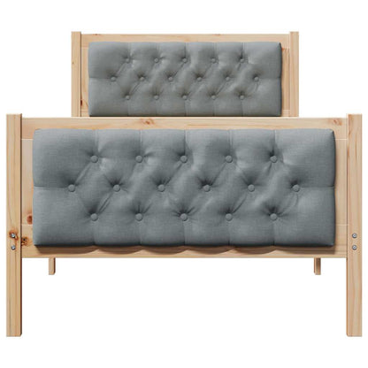 Bed Frame with Headboard Light Grey 90 x 200 cm Solid Pine Wood