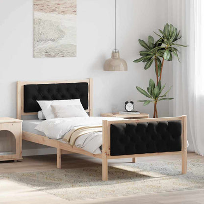 Bed Frame with Headboard Black 90 x 200 cm Solid Pine Wood