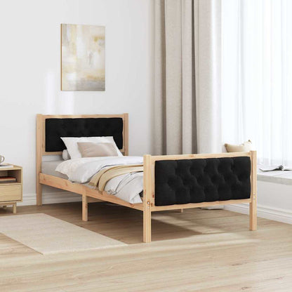 Bed Frame with Headboard Black 90 x 200 cm Solid Pine Wood