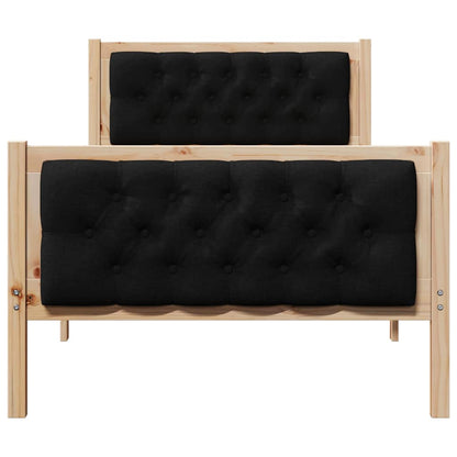 Bed Frame with Headboard Black 90 x 200 cm Solid Pine Wood