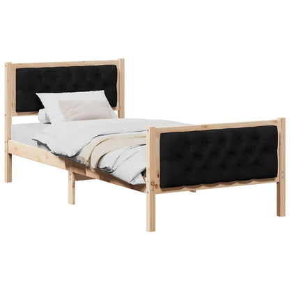 Bed Frame with Headboard Black 90 x 200 cm Solid Pine Wood
