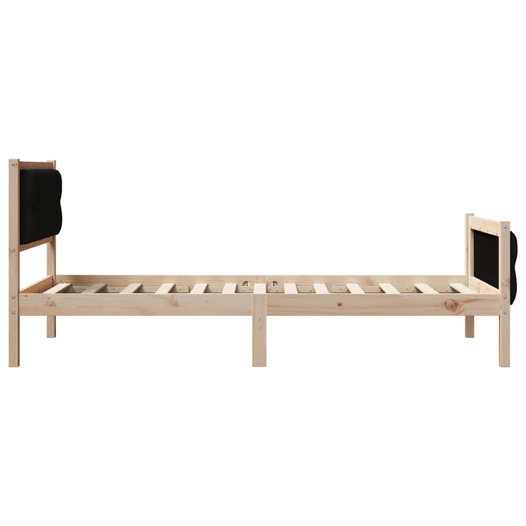 Bed Frame with Headboard Black 90 x 200 cm Solid Pine Wood