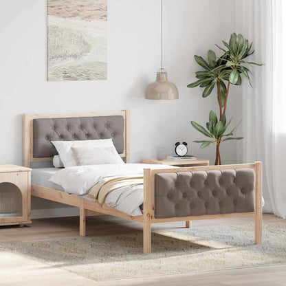 Bed Frame with Headboard Taupe 90 x 200 cm Solid Pine Wood