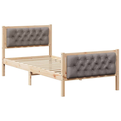 Bed Frame with Headboard Taupe 90 x 200 cm Solid Pine Wood