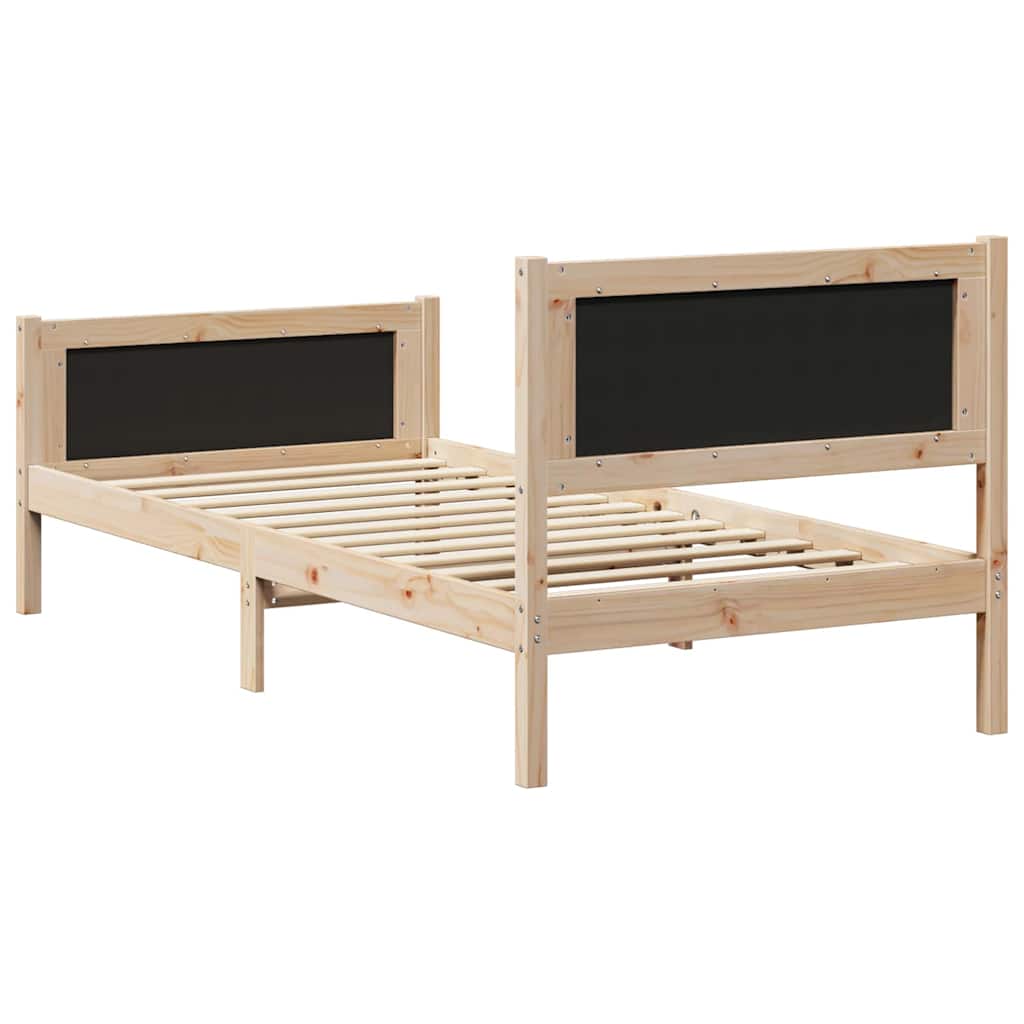 Bed Frame with Headboard Taupe 90 x 200 cm Solid Pine Wood