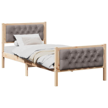 Bed Frame with Headboard Taupe 90 x 200 cm Solid Pine Wood