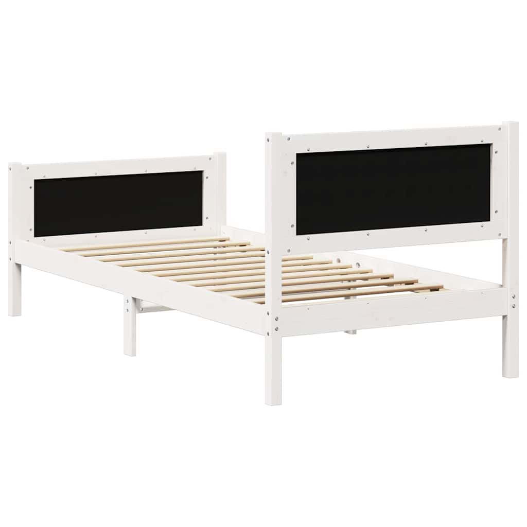 Bed Frame with Headboard Light Grey 90 x 200 cm Solid Pine Wood
