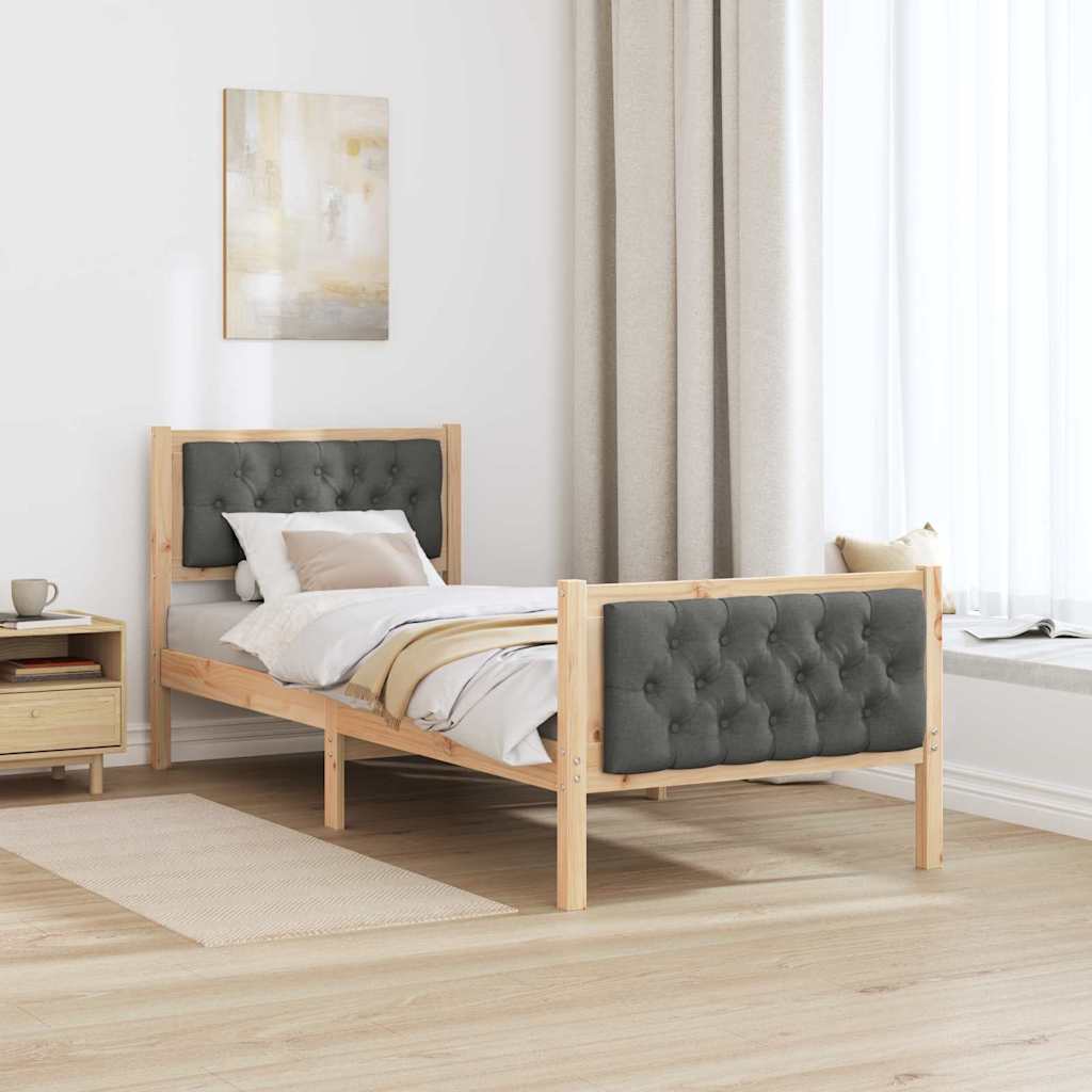 Bed Frame with Headboard Dark Grey 80 x 200 cm Solid Pine Wood