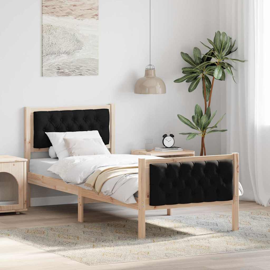 Bed Frame with Headboard Black 80 x 200 cm Solid Pine Wood