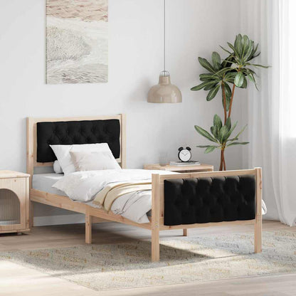 Bed Frame with Headboard Black 80 x 200 cm Solid Pine Wood