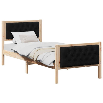 Bed Frame with Headboard Black 80 x 200 cm Solid Pine Wood