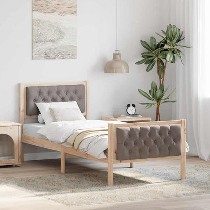 Bed Frame with Headboard Taupe 80 x 200 cm Solid Pine Wood