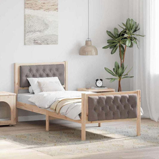 Bed Frame with Headboard Taupe 80 x 200 cm Solid Pine Wood