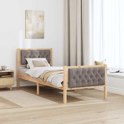 Bed Frame with Headboard Taupe 80 x 200 cm Solid Pine Wood
