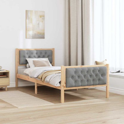 Bed Frame with Headboard Light Grey 90 x 190 cm Solid Pine Wood