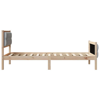 Bed Frame with Headboard Light Grey 90 x 190 cm Solid Pine Wood
