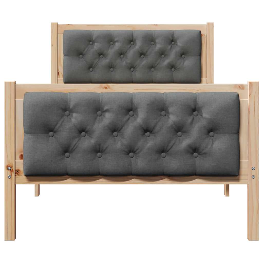 Bed Frame with Headboard Dark Grey 90 x 190 cm Solid Pine Wood