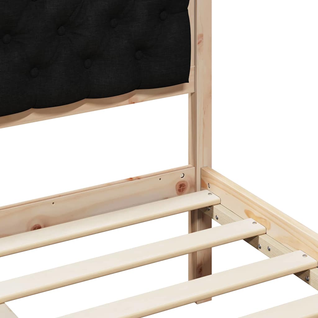 Bed Frame with Headboard Black 90 x 190 cm Solid Pine Wood