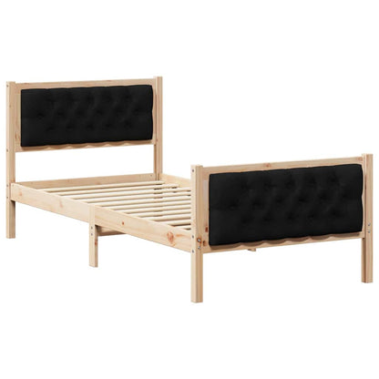 Bed Frame with Headboard Black 90 x 190 cm Solid Pine Wood