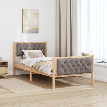 Bed Frame with Headboard Taupe 90 x 190 cm Solid Pine Wood
