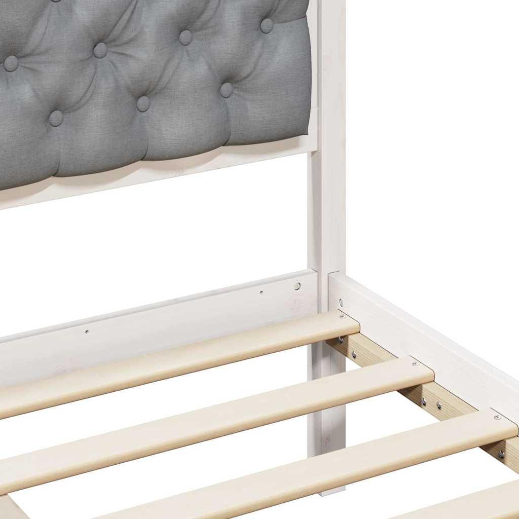 Bed Frame with Headboard Light Grey 90 x 190 cm Solid Pine Wood