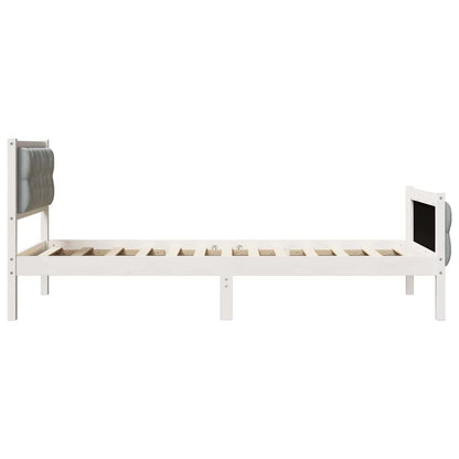 Bed Frame with Headboard Light Grey 90 x 190 cm Solid Pine Wood