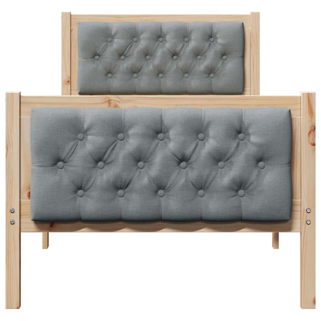 Bed Frame with Headboard Light Grey 75 x 190 cm Solid Pine Wood