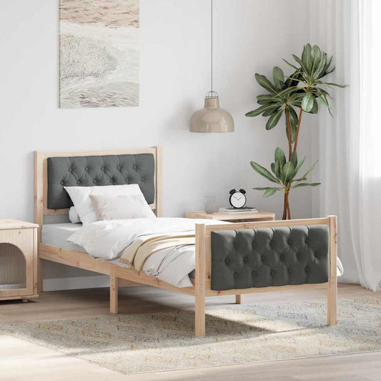 Bed Frame with Headboard Dark Grey 75 x 190 cm Solid Pine Wood