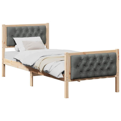 Bed Frame with Headboard Dark Grey 75 x 190 cm Solid Pine Wood