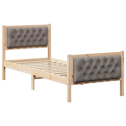 Bed Frame with Headboard Taupe 75 x 190 cm Solid Pine Wood