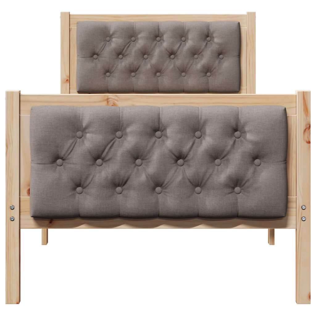 Bed Frame with Headboard Taupe 75 x 190 cm Solid Pine Wood