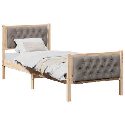 Bed Frame with Headboard Taupe 75 x 190 cm Solid Pine Wood