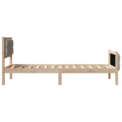 Bed Frame with Headboard Taupe 75 x 190 cm Solid Pine Wood