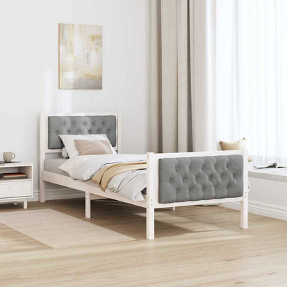 Bed Frame with Headboard Light Grey 75 x 190 cm Solid Pine Wood