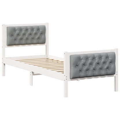 Bed Frame with Headboard Light Grey 75 x 190 cm Solid Pine Wood