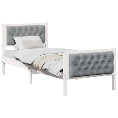 Bed Frame with Headboard Light Grey 75 x 190 cm Solid Pine Wood