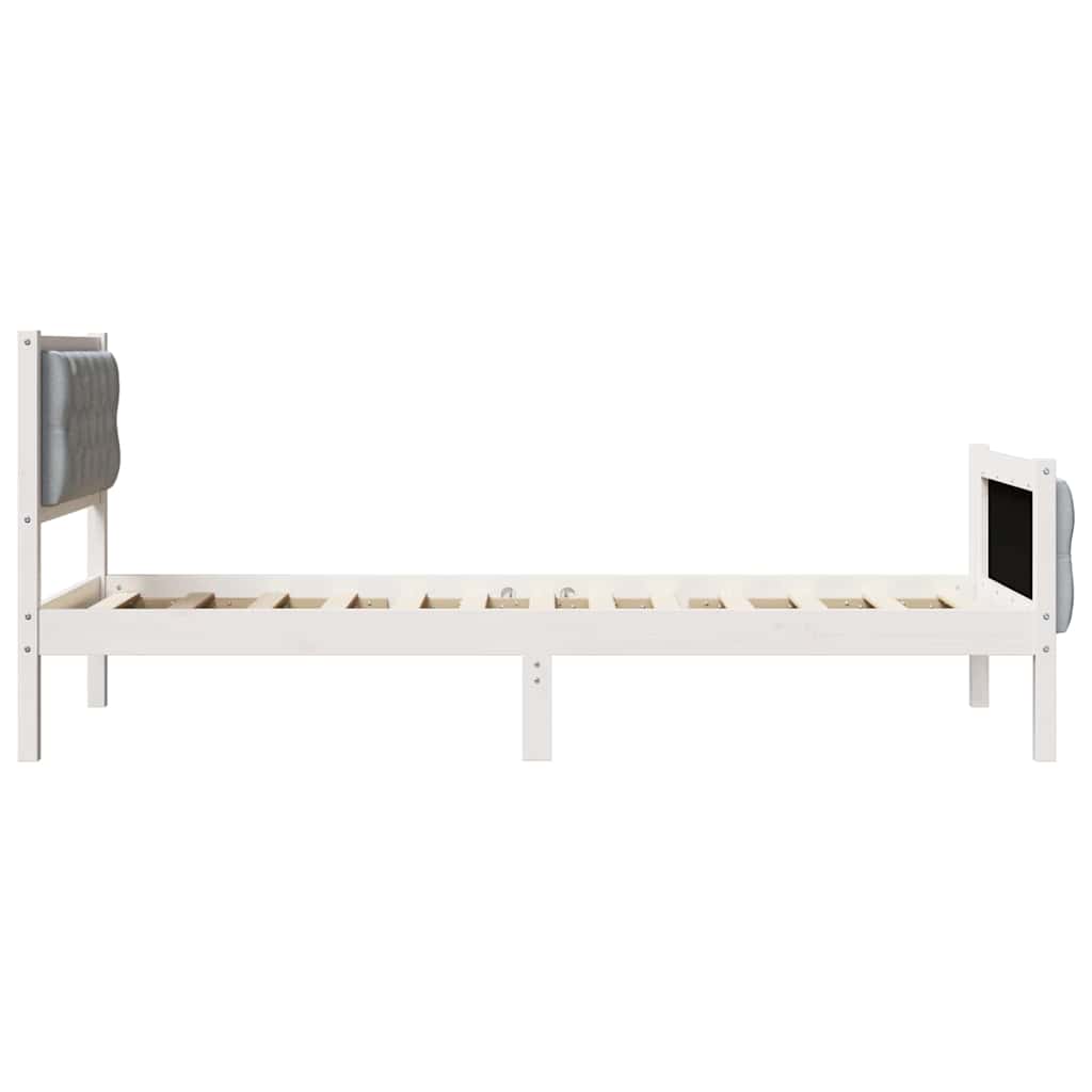 Bed Frame with Headboard Light Grey 75 x 190 cm Solid Pine Wood