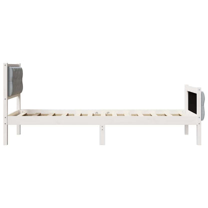 Bed Frame with Headboard Light Grey 75 x 190 cm Solid Pine Wood